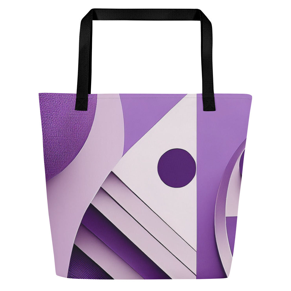 Violet Voyager Tote Bag (No.08) by Form Finding Design, rectangular tote bag with a deep violet gradient and abstract “voyager” print on the front panel, long tote handles and minimalist modern silhouette on a neutral background.