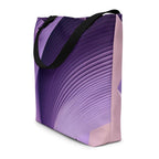 Violet Voyager Tote Bag (No.09) lifestyle mockup everyday bag, featuring bold violet voyager print, long handles and spacious design for books, laptop or essentials — modern designer tote by Form Finding Design.