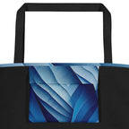 Close-up of the Sky & Sea Tote Bag (No.06) large pocket, highlighting the detailed abstract sky-and-sea artwork and crisp print quality on the woven tote fabric from Form Finding Design.