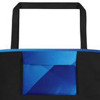 Close-up of the Sky & Sea Tote Bag (No.07) large pocket, highlighting the detailed abstract sky-and-sea artwork and crisp print quality on the woven tote fabric from Form Finding Design.