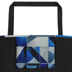 Close-up of the Sky & Sea Tote Bag (No.10) large pocket, highlighting the detailed abstract sky-and-sea artwork and crisp print quality on the woven tote fabric from Form Finding Design.