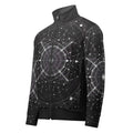 Men’s Constellation Stem Print (No.18) front mockup designer-infused track jacket from Form Finding Design, with an all-over constellation-inspired stem graphic on a sleek zippered silhouette made from soft recycled-fibre fleece, styled for workouts, outdoor wear and everyday streetwear.