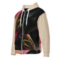 Women's Luxe Bar Hoodie (No.08) by Form Finding Design, full-zip women’s hoodie with watercolour-textured Luxe Bar motif across the front, double-lined hood, premium drawstrings and relaxed everyday streetwear fit.