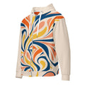 Women's Coral Canvas Hoodie (No.02) zip-through hoodie — sweeping coral and swirl graphic; zip and drawcord hood; split kangaroo pocket.