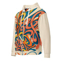 Women's Coral Canvas Hoodie (No.07) zip-through hoodie — sweeping coral and swirl graphic; zip and drawcord hood; split kangaroo pocket.