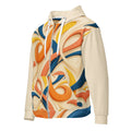 Women's Coral Canvas Hoodie (No.10) zip-through hoodie — sweeping coral and swirl graphic; zip and drawcord hood; split kangaroo pocket.