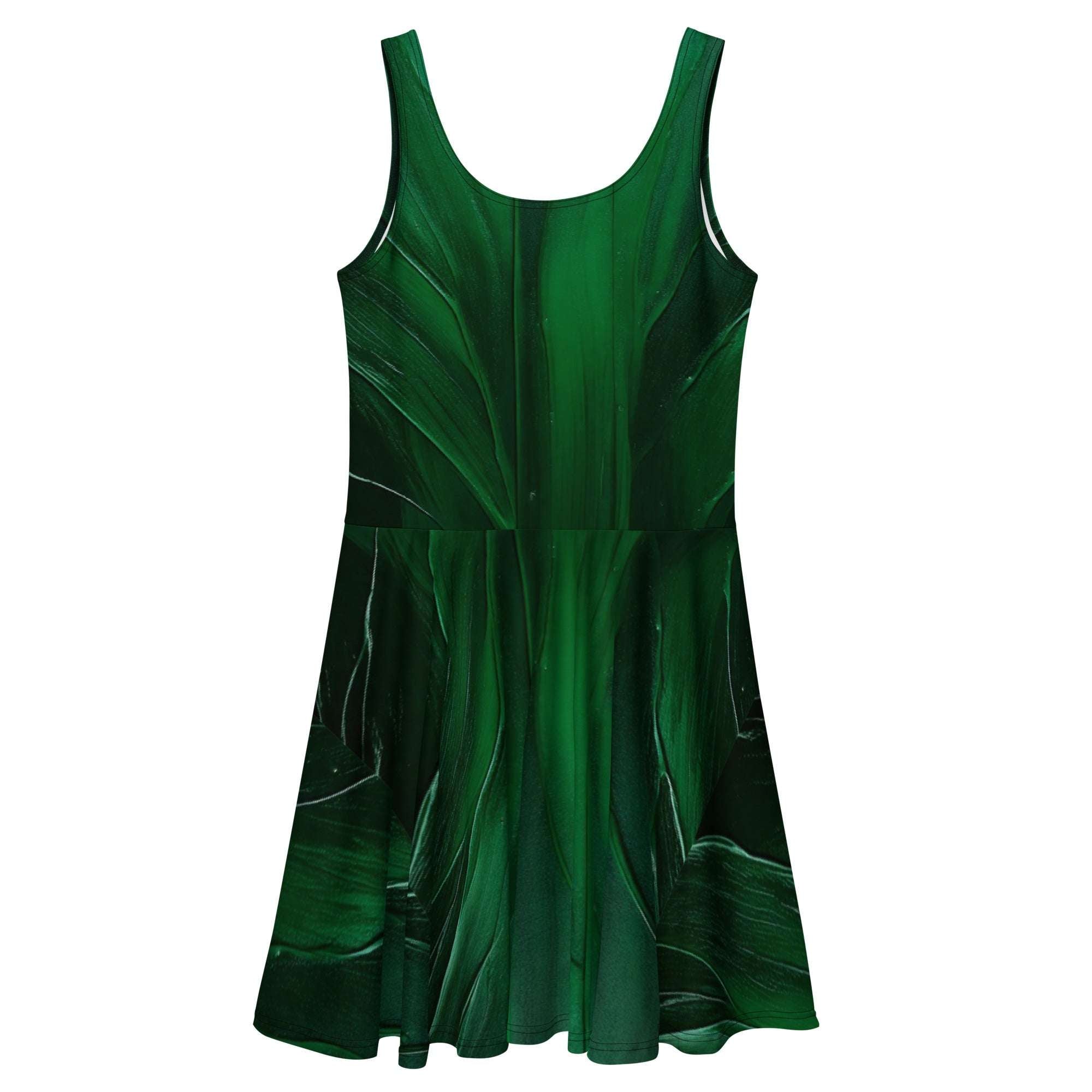 Women's Deep Green Skater Dress (No.05) | Sleeveless Designer-Printed Dresses L Women's Deep Green Skater Dress (No.05) | Sleeveless Designer-Printed Dresses L