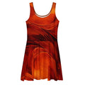 Form Finding Design Women's Deep Orange Skater Dress (No.02) – sleeveless fit-and-flare skater dress in rich deep orange, mid-thigh length with flared skirt and elastic waistline, studio mockup on a clean light background.