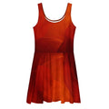 Form Finding Design Women's Deep Orange Skater Dress (No.06) – sleeveless fit-and-flare skater dress in rich deep orange, mid-thigh length with flared skirt and elastic waistline, studio mockup on a clean light background.