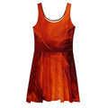 Form Finding Design Women's Deep Orange Skater Dress (No.07) – sleeveless fit-and-flare skater dress in rich deep orange, mid-thigh length with flared skirt and elastic waistline, studio mockup on a clean light background.