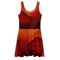 Form Finding Design Women's Deep Orange Skater Dress (No.10) – sleeveless fit-and-flare skater dress in rich deep orange, mid-thigh length with flared skirt and elastic waistline, studio mockup on a clean light background.