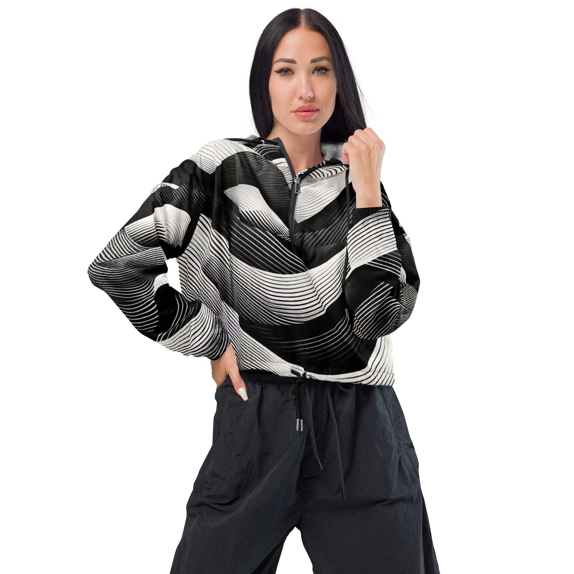 Women's ICN Cropped Windbreaker Print-2