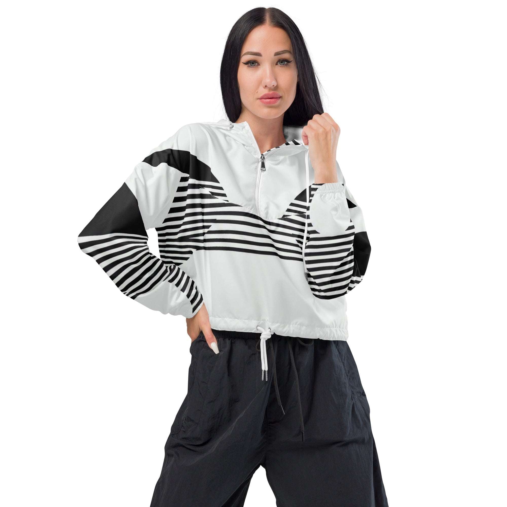 Women's ICN Cropped Windbreaker Print-5