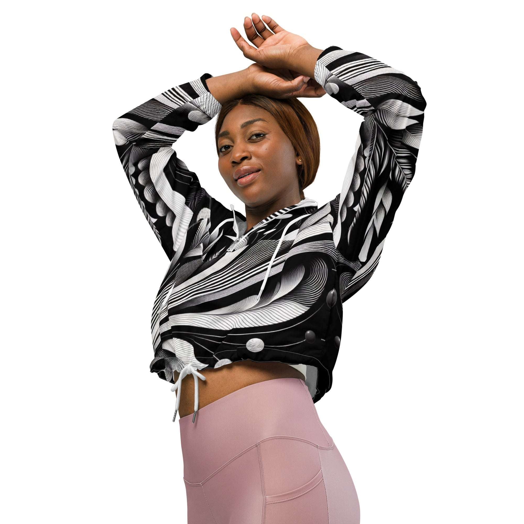 Women's ICN Cropped Windbreaker Print-4