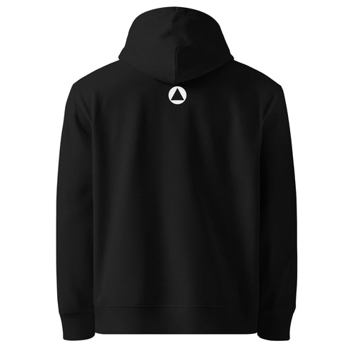 Back view of Women's Signature Hoodie (FFD-10) — small triangle emblem centred below the hood.